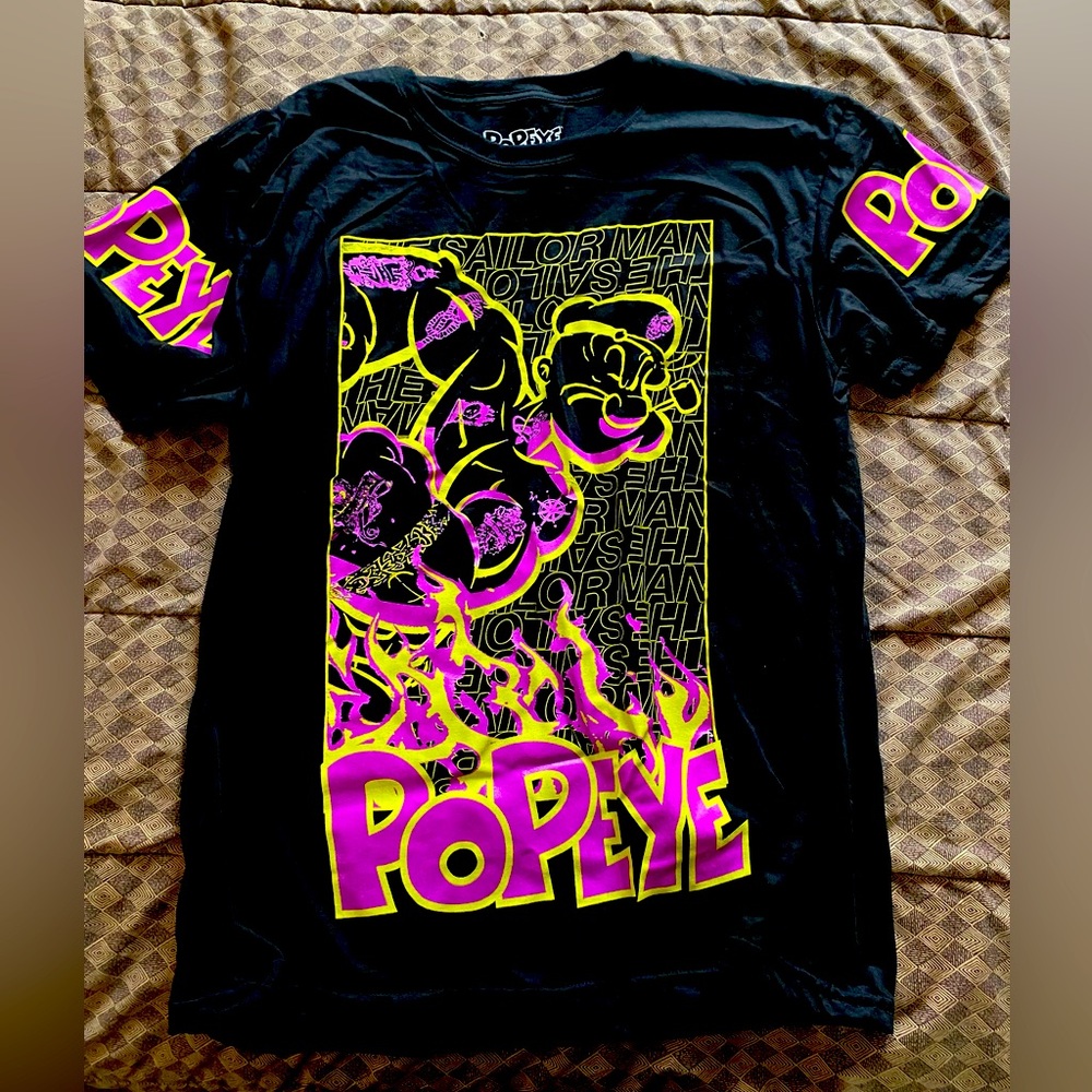 Popeye Purple/Yellow Flaming Tracer T Shirt